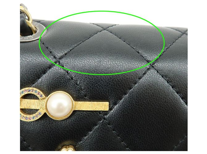 CHANEL Mini Matelasse Lamb Skin Shoulder Bag Hand Bag Black AS2978 - vista 6