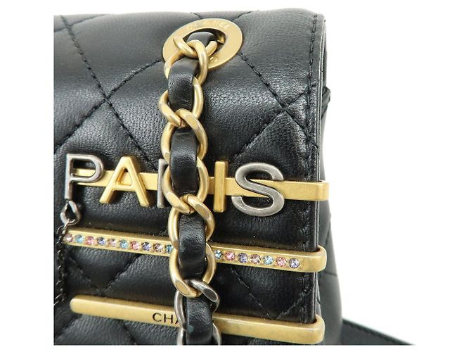 CHANEL Mini Matelasse Lamb Skin Shoulder Bag Hand Bag Black AS2978 - vista 7