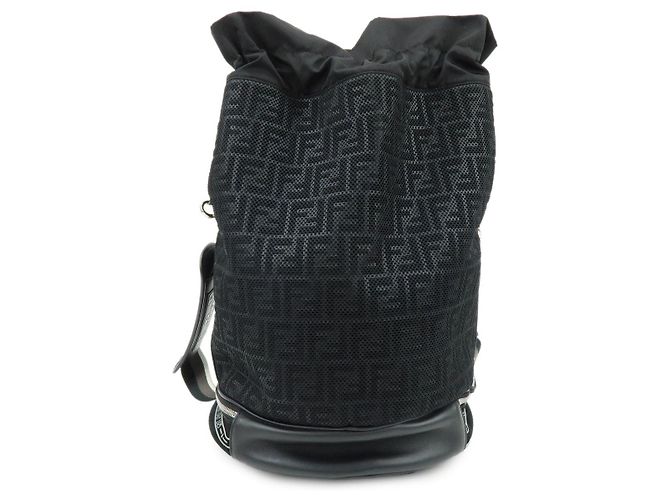 Borsa 2Way FENDI Zucca in pelle e camoscio mesh Borsa a mano e a tracolla Nera 7VA451 - vista 2