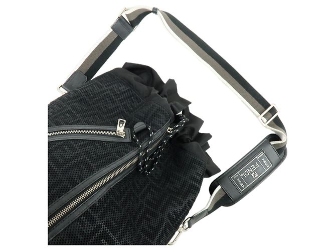 Borsa 2Way FENDI Zucca in pelle e camoscio mesh Borsa a mano e a tracolla Nera 7VA451 - vista 4