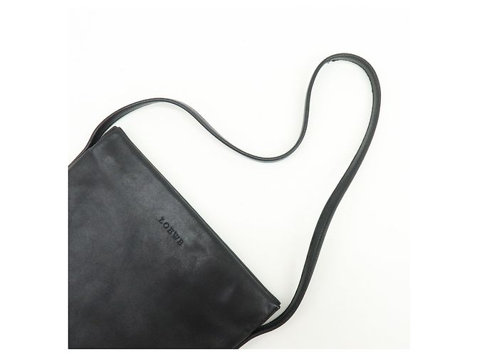 Borsa a spalla piatta e borsa a tracolla in pelle nappa con logo LOEWE Nero - vista 6
