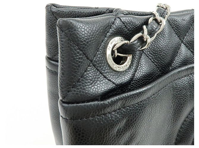 Borsa a tracolla con catena CHANEL COCO Mark in pelle caviale nera e argento - vista 14