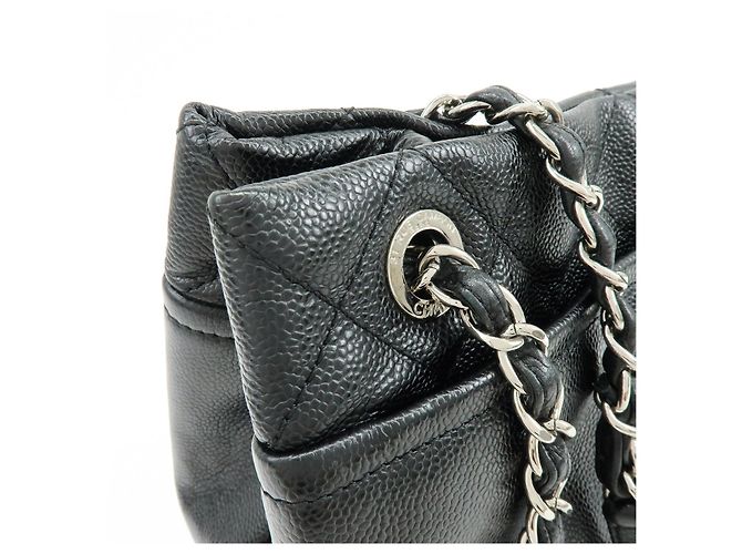 Borsa a tracolla con catena CHANEL COCO Mark in pelle caviale nera e argento - vista 16