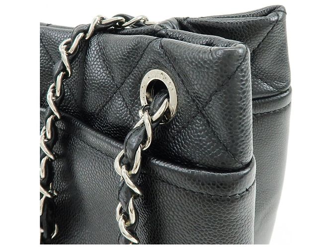 Borsa a tracolla con catena CHANEL COCO Mark in pelle caviale nera e argento - vista 17