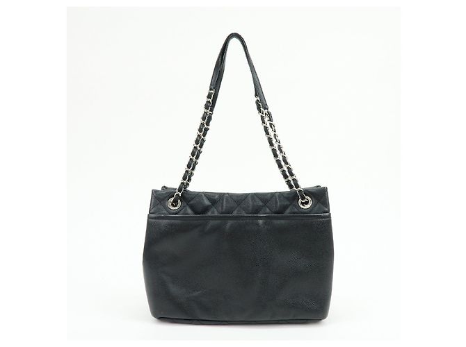 Borsa a tracolla con catena CHANEL COCO Mark in pelle caviale nera e argento - vista 2