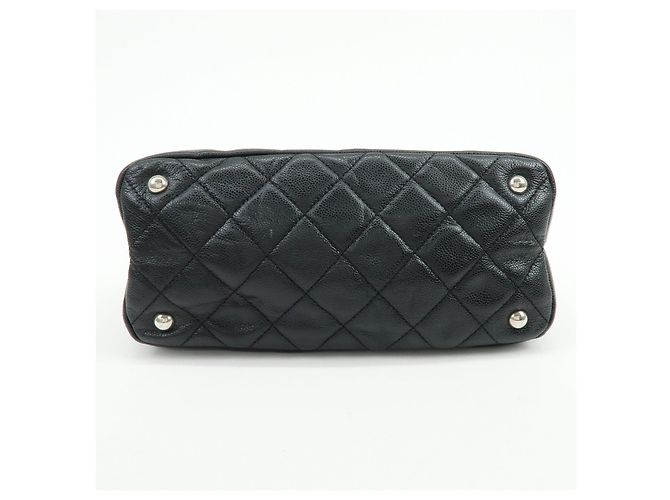 Borsa a tracolla con catena CHANEL COCO Mark in pelle caviale nera e argento - vista 5