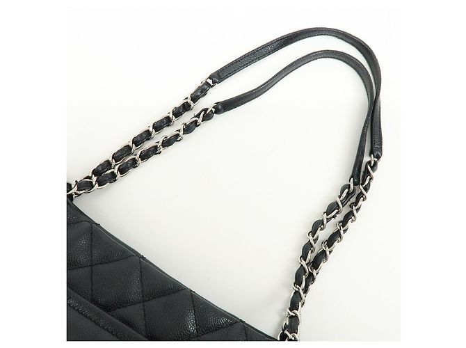 Borsa a tracolla con catena CHANEL COCO Mark in pelle caviale nera e argento - vista 6
