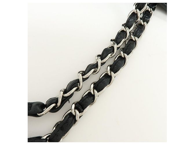 Borsa a tracolla con catena CHANEL COCO Mark in pelle caviale nera e argento - vista 9