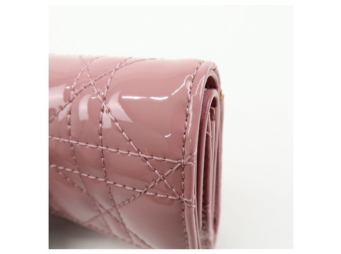 Cartera compacta Christian Dior Cannage Lady Dior de piel charol Rosa - vista 10