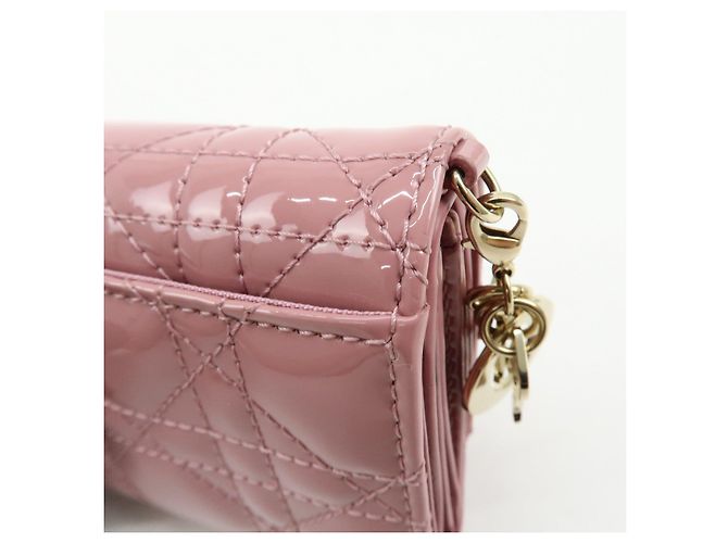 Cartera compacta Christian Dior Cannage Lady Dior de piel charol Rosa - vista 12