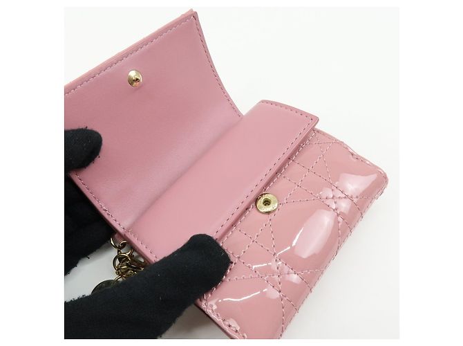 Cartera compacta Christian Dior Cannage Lady Dior de piel charol Rosa - vista 16