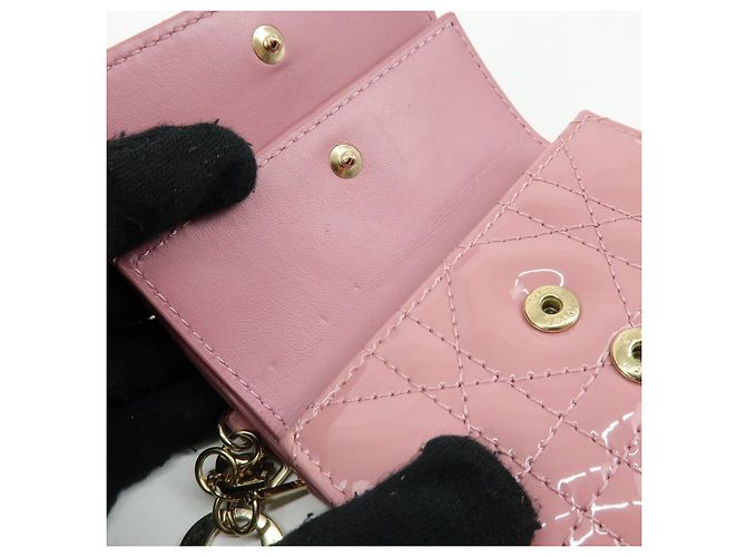 Cartera compacta Christian Dior Cannage Lady Dior de piel charol Rosa - vista 17