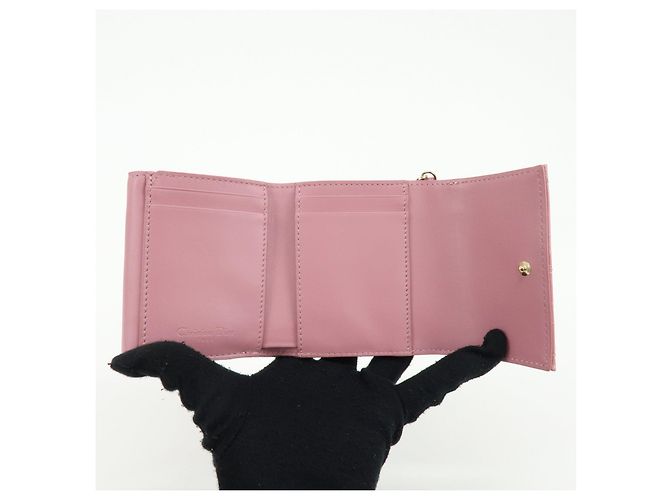 Cartera compacta Christian Dior Cannage Lady Dior de piel charol Rosa - vista 19