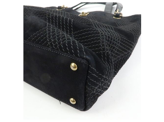 Borsa a tracolla e tote CHANEL COCO Mark Wild Stitch in pelle scamosciata Nero - vista 11