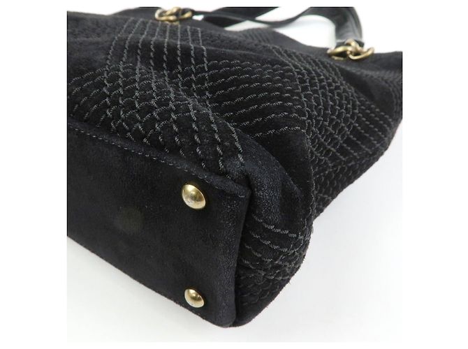 Borsa a tracolla e tote CHANEL COCO Mark Wild Stitch in pelle scamosciata Nero - vista 13