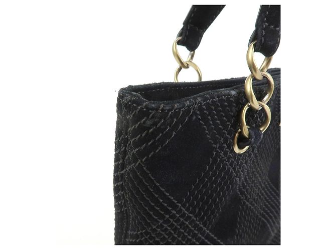 Borsa a tracolla e tote CHANEL COCO Mark Wild Stitch in pelle scamosciata Nero - vista 14