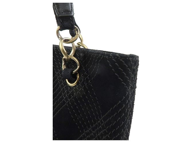 Borsa a tracolla e tote CHANEL COCO Mark Wild Stitch in pelle scamosciata Nero - vista 15