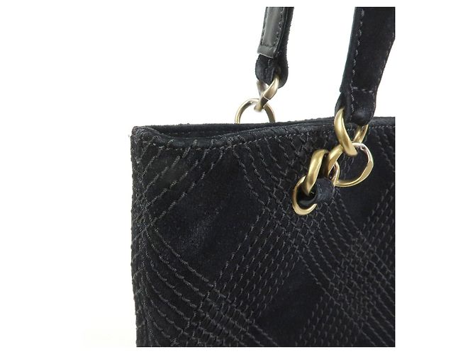 Borsa a tracolla e tote CHANEL COCO Mark Wild Stitch in pelle scamosciata Nero - vista 16