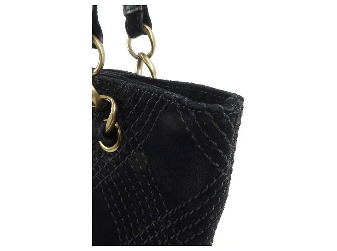 Borsa a tracolla e tote CHANEL COCO Mark Wild Stitch in pelle scamosciata Nero - vista 17