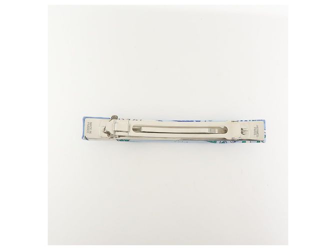 Hermès HERMES Eclipse GM Accessorio per capelli molletta in seta 100% e metallo Blu - vista 2