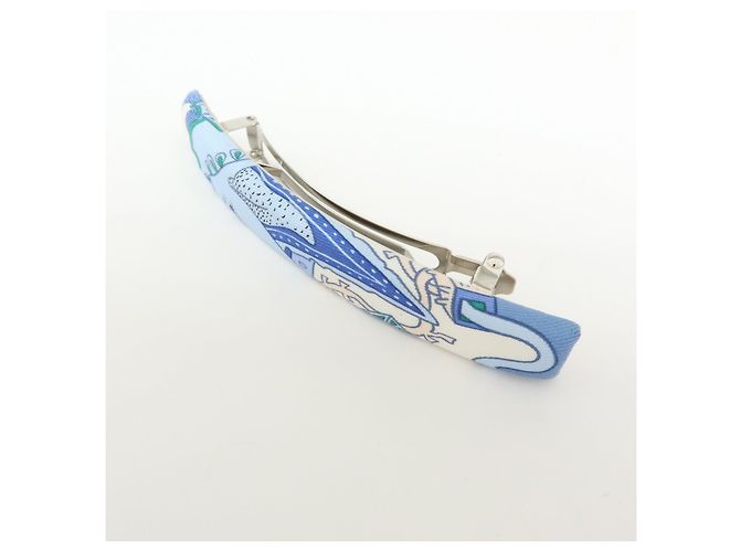 Hermès HERMES Eclipse GM Accessorio per capelli molletta in seta 100% e metallo Blu - vista 3