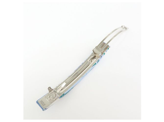 Hermès HERMES Eclipse GM Accessorio per capelli molletta in seta 100% e metallo Blu - vista 5