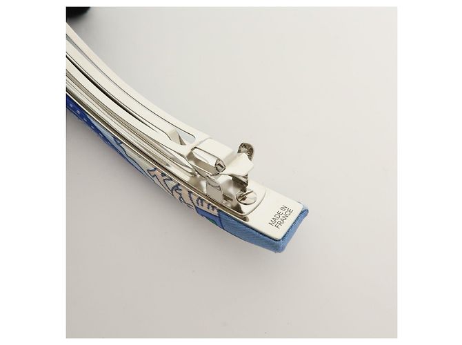 Hermès HERMES Eclipse GM Accessorio per capelli molletta in seta 100% e metallo Blu - vista 8