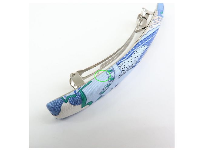 Hermès HERMES Eclipse GM Accessorio per capelli molletta in seta 100% e metallo Blu - vista 9