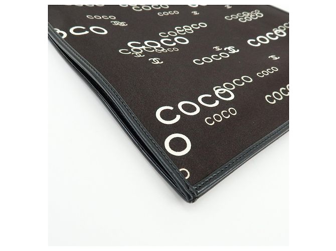 CHANEL COCO Mark Flat Shopper Shopper-Tasche aus Canvas und Leder mit Kette Schwarz Weiß - Ansicht 10