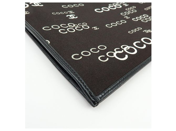 CHANEL COCO Mark Flat Shopper Shopper-Tasche aus Canvas und Leder mit Kette Schwarz Weiß - Ansicht 12