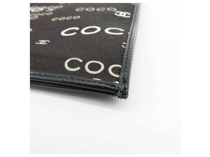 CHANEL COCO Mark Flat Shopper Shopper-Tasche aus Canvas und Leder mit Kette Schwarz Weiß - Ansicht 13