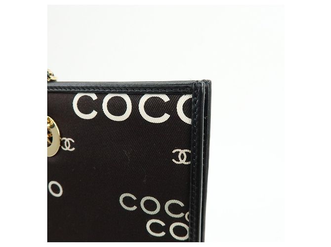 CHANEL COCO Mark Flat Shopper Shopper-Tasche aus Canvas und Leder mit Kette Schwarz Weiß - Ansicht 14