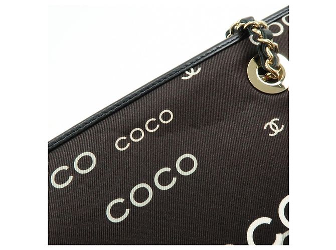 CHANEL COCO Mark Flat Shopper Shopper-Tasche aus Canvas und Leder mit Kette Schwarz Weiß - Ansicht 16