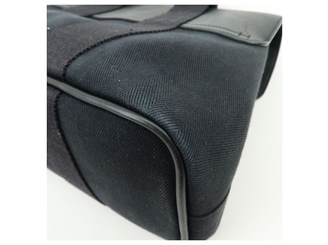 Hermès Borsa a mano HERMES Toile Chevron Valparaiso PM Tote Bag Nero - vista 11