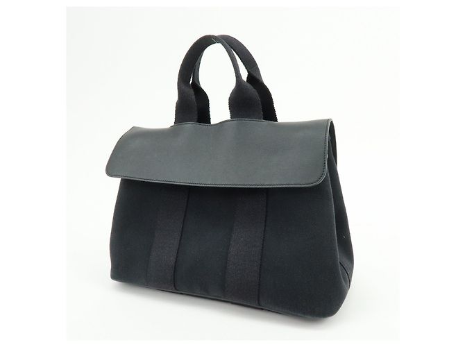 Hermès Borsa a mano HERMES Toile Chevron Valparaiso PM Tote Bag Nero - vista 3