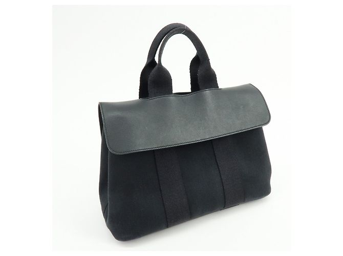 Hermès Borsa a mano HERMES Toile Chevron Valparaiso PM Tote Bag Nero - vista 4