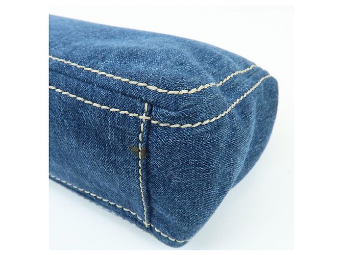 PRADA Bolsa de Ombro em Couro Denim com Aba Frontal Blue Camel BR4659 - vista 13