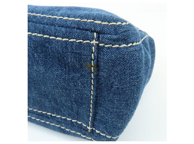 PRADA Bolsa de Ombro em Couro Denim com Aba Frontal Blue Camel BR4659 - vista 14
