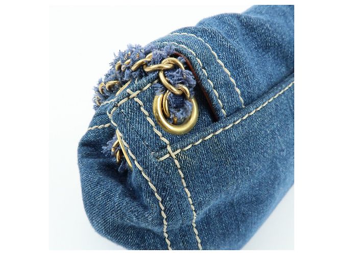 PRADA Bolsa de Ombro em Couro Denim com Aba Frontal Blue Camel BR4659 - vista 16