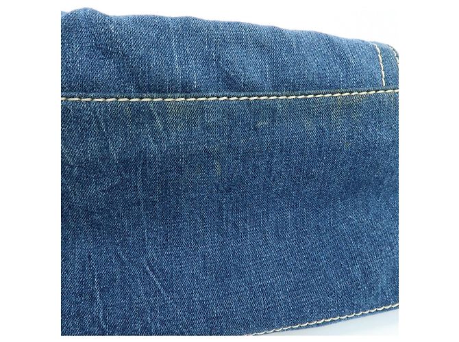 PRADA Bolsa de Ombro em Couro Denim com Aba Frontal Blue Camel BR4659 - vista 17