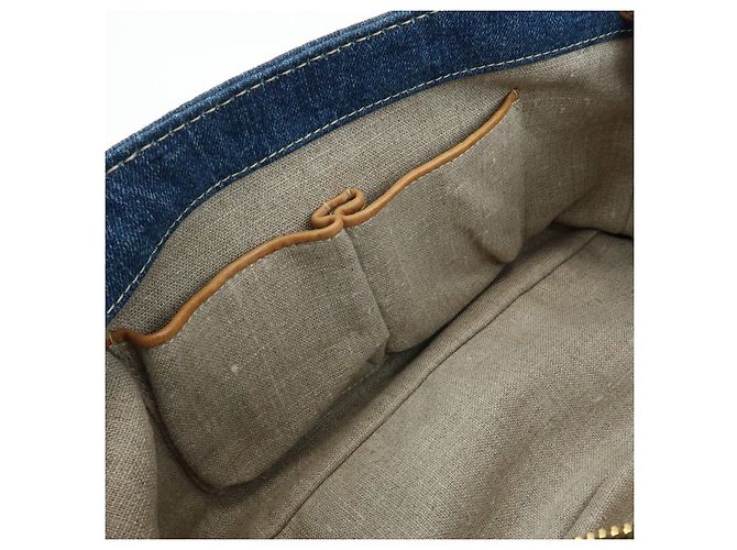 PRADA Bolsa de Ombro em Couro Denim com Aba Frontal Blue Camel BR4659 - vista 22