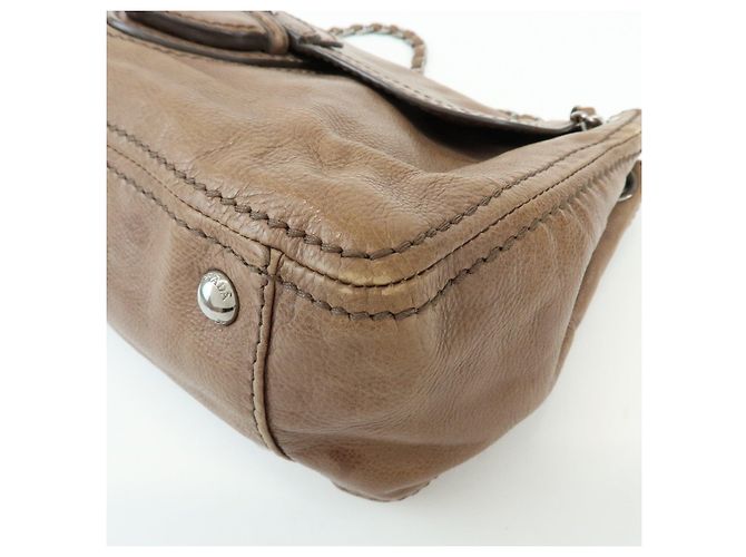 Borsa a spalla in pelle con patta anteriore e catena PRADA Borsa a mano Marrone B4659C - vista 10
