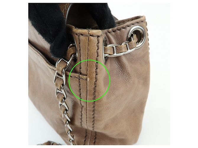 Borsa a spalla in pelle con patta anteriore e catena PRADA Borsa a mano Marrone B4659C - vista 15