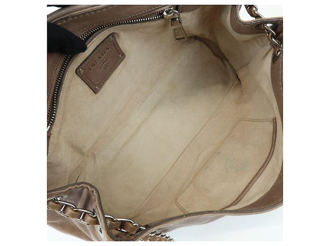 Borsa a spalla in pelle con patta anteriore e catena PRADA Borsa a mano Marrone B4659C - vista 20