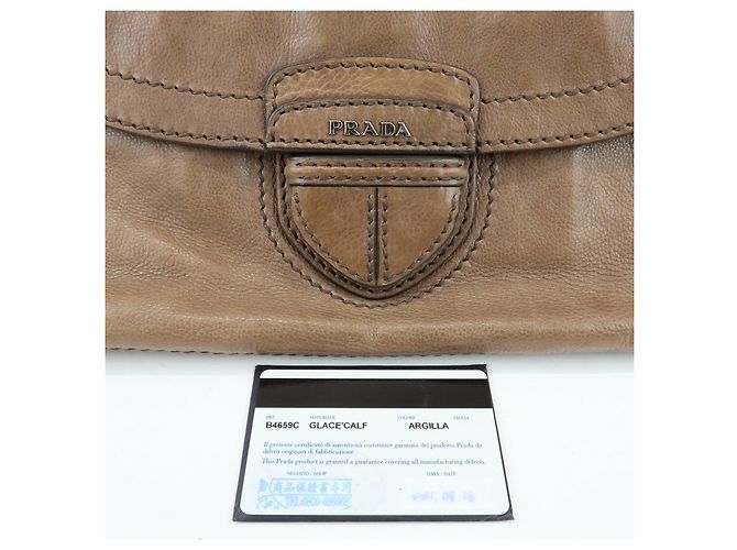 Borsa a spalla in pelle con patta anteriore e catena PRADA Borsa a mano Marrone B4659C - vista 24