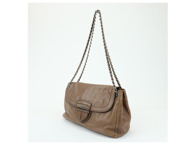 Borsa a spalla in pelle con patta anteriore e catena PRADA Borsa a mano Marrone B4659C - vista 3