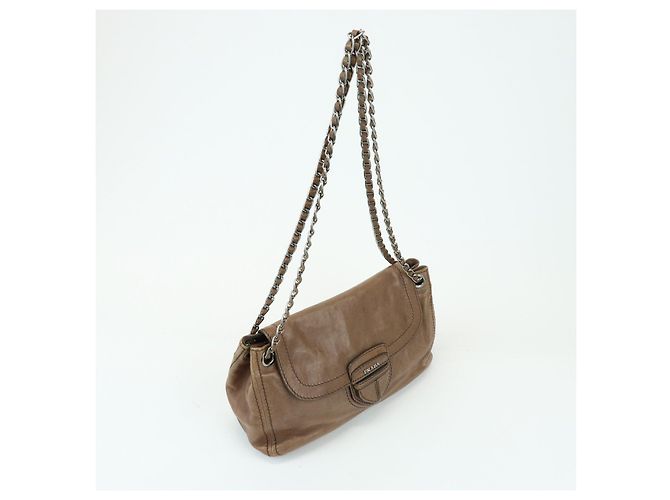 Borsa a spalla in pelle con patta anteriore e catena PRADA Borsa a mano Marrone B4659C - vista 4