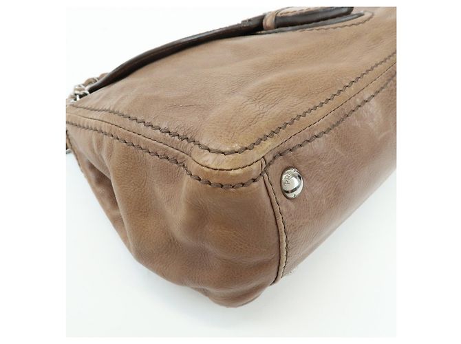 Borsa a spalla in pelle con patta anteriore e catena PRADA Borsa a mano Marrone B4659C - vista 9