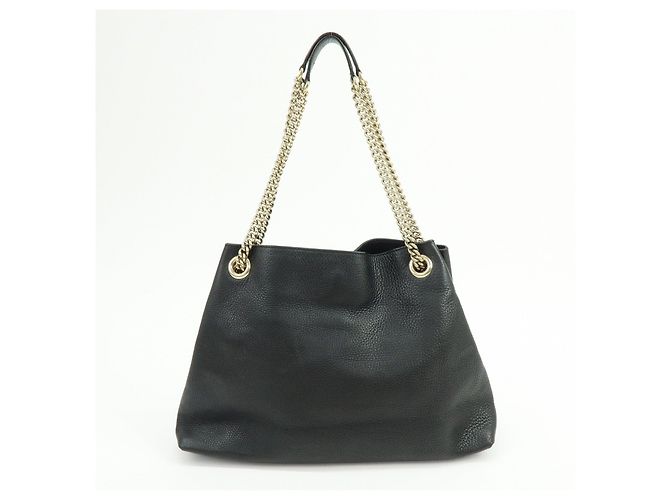 GUCCI SOHO Borsa a tracolla in pelle con catena Interlocking G Nera 308982 - vista 2