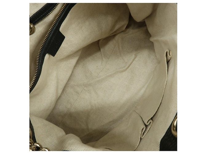 GUCCI SOHO Borsa a tracolla in pelle con catena Interlocking G Nera 308982 - vista 20